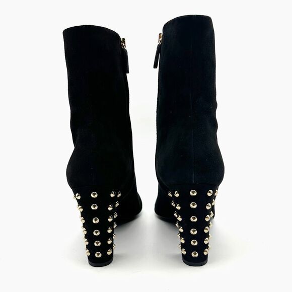 GUCCI Melville Black Suede Boots Size 39.5 US 9.5 Studded Heeled Bootie - Picture 9 of 14